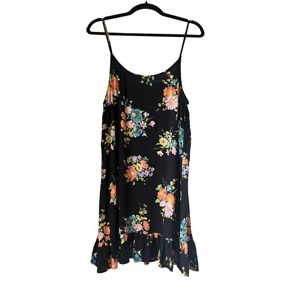 ONeill Womens Hollis Floral Mini Sun Dress Black Floral Ruffle Hem Sz S